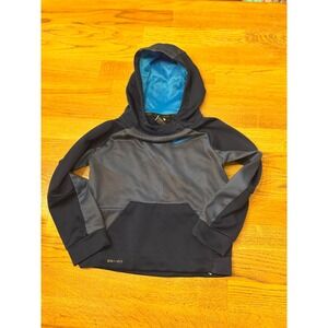 Kids Nike Dri-FIT Hoodie Navy Blue Gray Geometric Print Size 4T